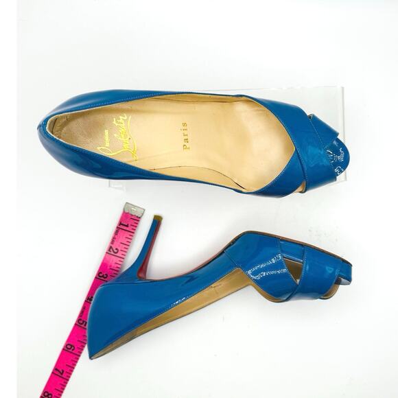CHRISTIAN LOUBOUTIN  Classic Patent Blue Shelley 90 Pumps  size EU 36 - Picture 7 of 11